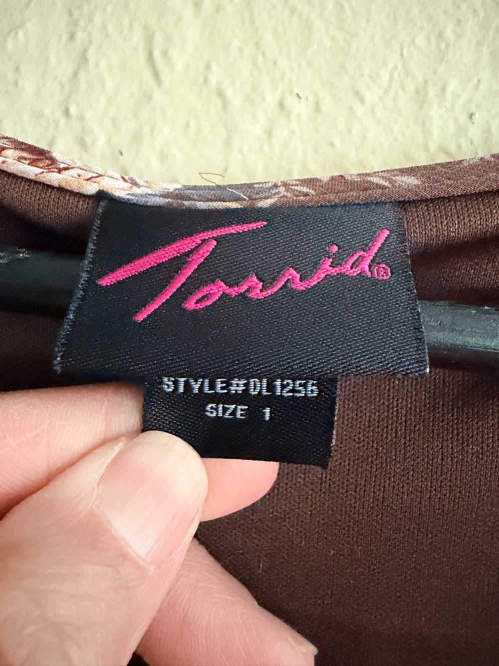 torrid Brown Floral V-Neck Long Sleeve Dress with Pink & Cream Blooms - Picture 2 of 4